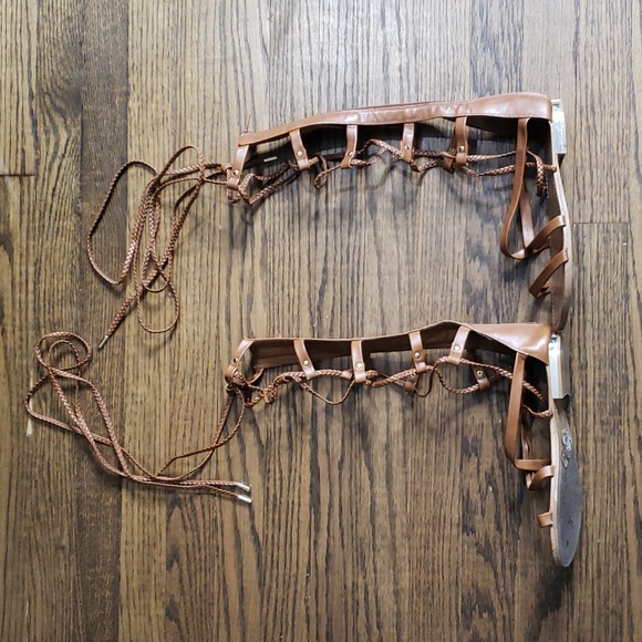 Call It Spring Tall Tan Gladiator Sandals with Gold Accent Heel - Picture 2 of 15